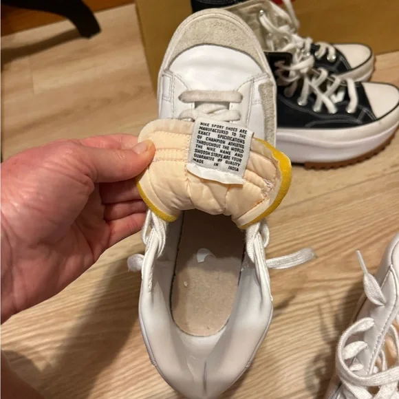 Nike White and Pink Leather High-Top Sneakers - Picture 6 of 14